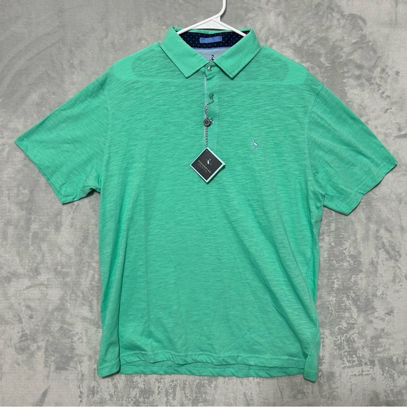 TAILORBYRD MEN'S XL SEAFOAM GREEN PRINT PERFORMANCE SOFT GOLF POLO SHIRT - Picture 1 of 7